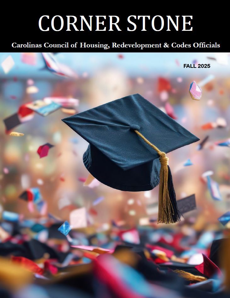 Fall 2025 Corner Stone Magazine cover depicting a thrown graduation cap in the air with confetti.