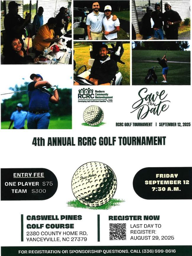 RCRC Golf Tournament flyer, all information as listed below.