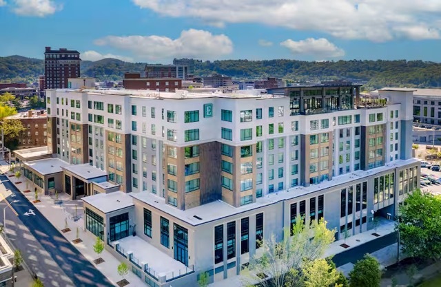Front of Embassy Suites by Hilton Asheville Downtown.