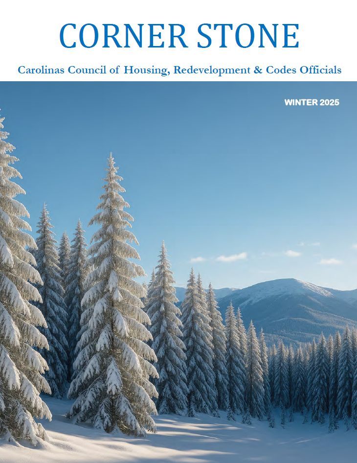 Winter 2025 Corner Stone Magazine Cover. It includes a forest and mountain covered in snow.