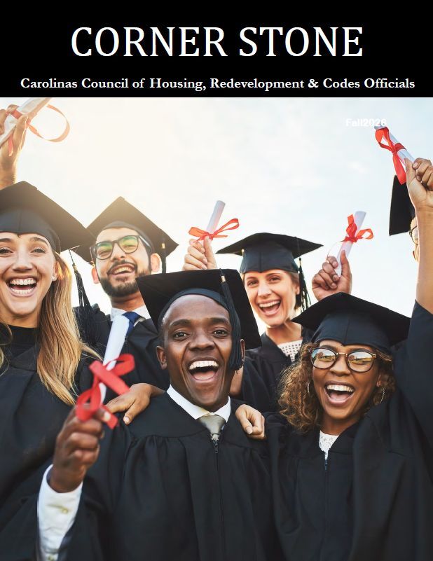 Fall 2026 Corner Stone Magazine Front Cover depicting graduates excitedly holding up their diplomas. 