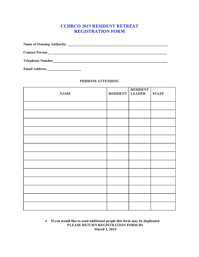 2019 CCHRCO Resident Retreat Packet Page 2