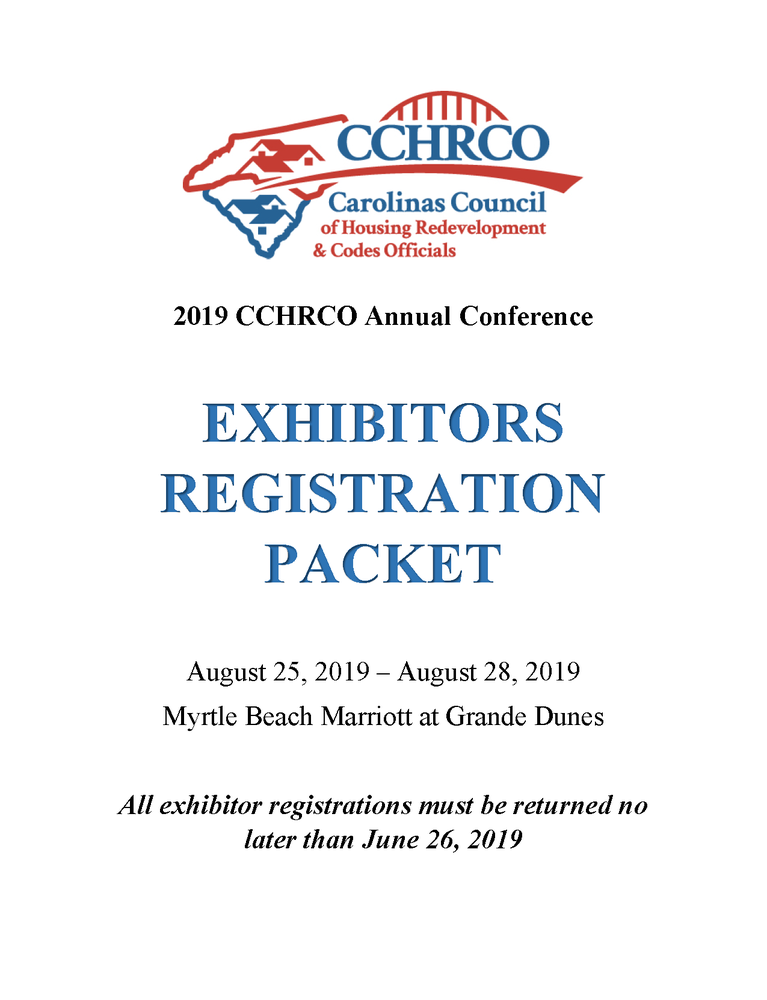 CCHRCO 2019 Annual Conference - Exhibitors Registration Packet, all information as listed below.