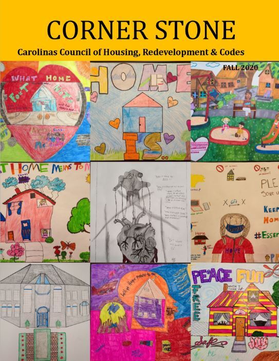 Corner Stone Newsletter Cover includes 9 color content entries - Carolinas Council of Housing, Redevelopment & Codes