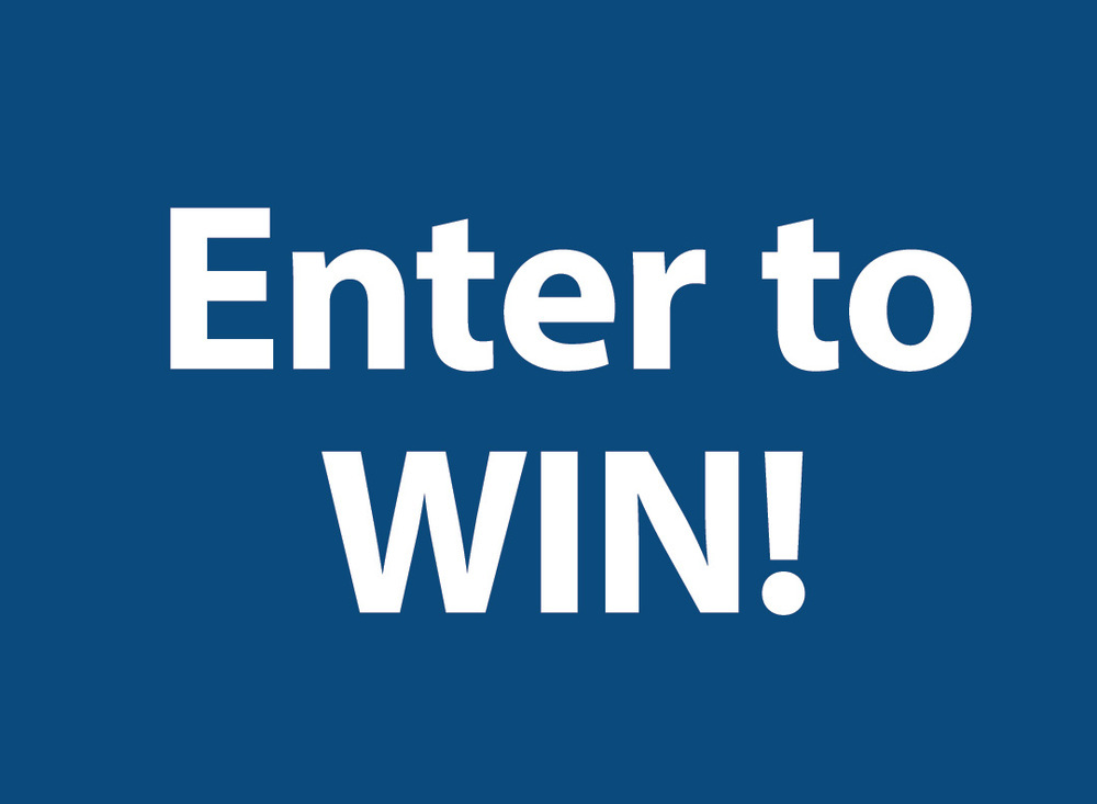 Enter to WIN! Statement on a blue background.